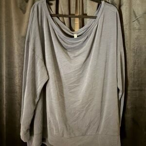 Fabletics Navy Blue Off the Shoulder Top